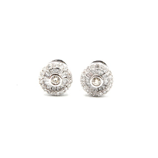 Round Baguette Diamond Studs .36ct