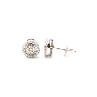 Round Baguette Diamond Studs .36ct