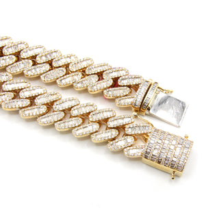 Round & Baguette Miami Cuban Link Diamond Chain