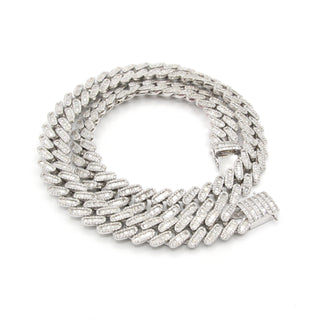 Round & Baguette Miami Cuban Link Diamond Chain