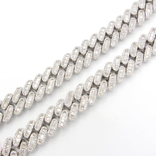 Round & Baguette Miami Cuban Link Diamond Chain