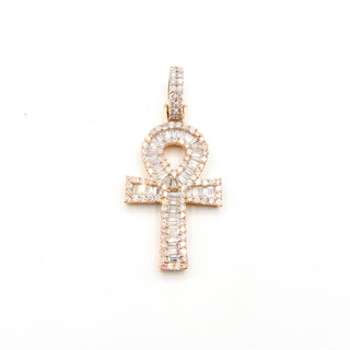 Ankh Cross Round & Baguette Diamond Pendant 1.8ct