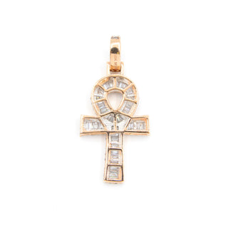 Ankh Cross Round & Baguette Diamond Pendant 1.8ct