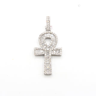 Ankh Cross Round & Baguette Diamond Pendant 1.8ct