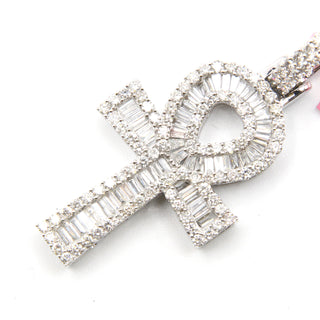 Ankh Cross Round & Baguette Diamond Pendant 1.8ct