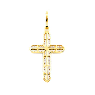 Three Row Double Stacked Cross Diamond Pendant 1.15ct