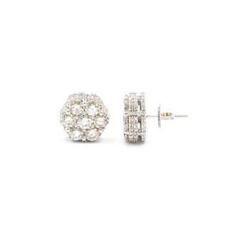 SUFF-ICED OUT Flower Diamond Studs WG 3.75ct