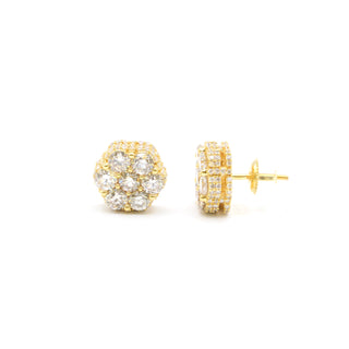 SUFF-ICED OUT FLOWER DIAMOND STUDS YG 3.75ct