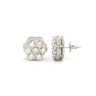 SUFF-ICED OUT Flower Diamond Studs WG 5.5ct
