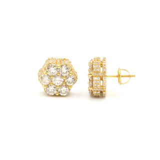 SUFF-ICED OUT Flower Diamond Studs YG 5.5ct