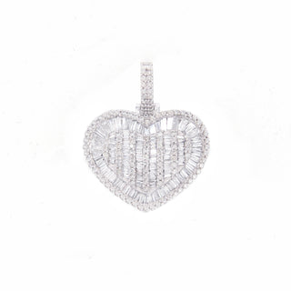 Round & Baguette Heart Diamond Pendant 1.55ct